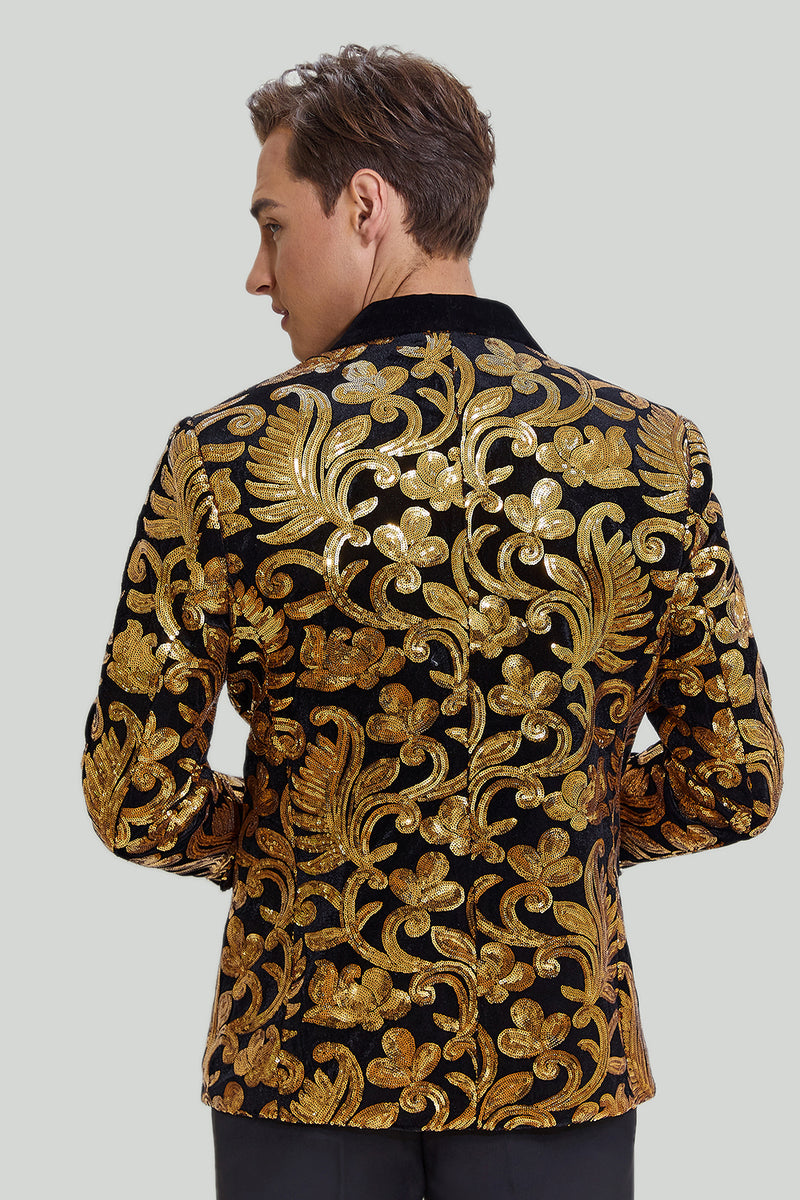Carica l&#39;immagine nel visualizzatore di Gallery, Giacca da uomo d&#39;affari color oro blazer slim fit tinta unita con un bottone