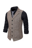 Brown Tweed Single Breasted Notched Lapel Gilet da uomo