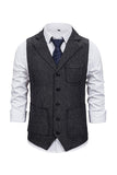 Brown Tweed Single Breasted Notched Lapel Gilet da uomo