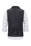 Brown Tweed Single Breasted Notched Lapel Gilet da uomo