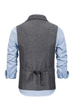 Brown Tweed Single Breasted Notched Lapel Gilet da uomo