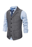 Brown Tweed Single Breasted Notched Lapel Gilet da uomo