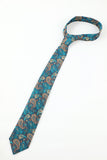 Lake Blue Jacquard Set di accessori da uomo da 5 pezzi Cravatta e papillon Tasca Quadrata Fiore Rever Pin Tie Clip