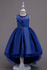 Carica l&#39;immagine nel visualizzatore di Gallery, Alto vestito della ragazza del fiore blu basso con perline