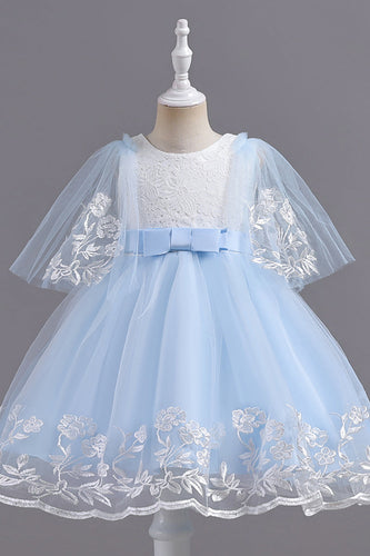Tulle Light Blue Flower Girl Dress con applicazioni