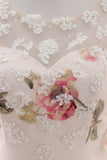 A-Line fiore stampato fard abito da sposa con perline