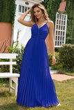 A-Line Spaghetti Straps Royal Blue Abito Formale