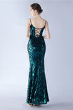 Borgogna Spaghetti Straps con scollo a V Swquin Guaina Abito formale con fessura