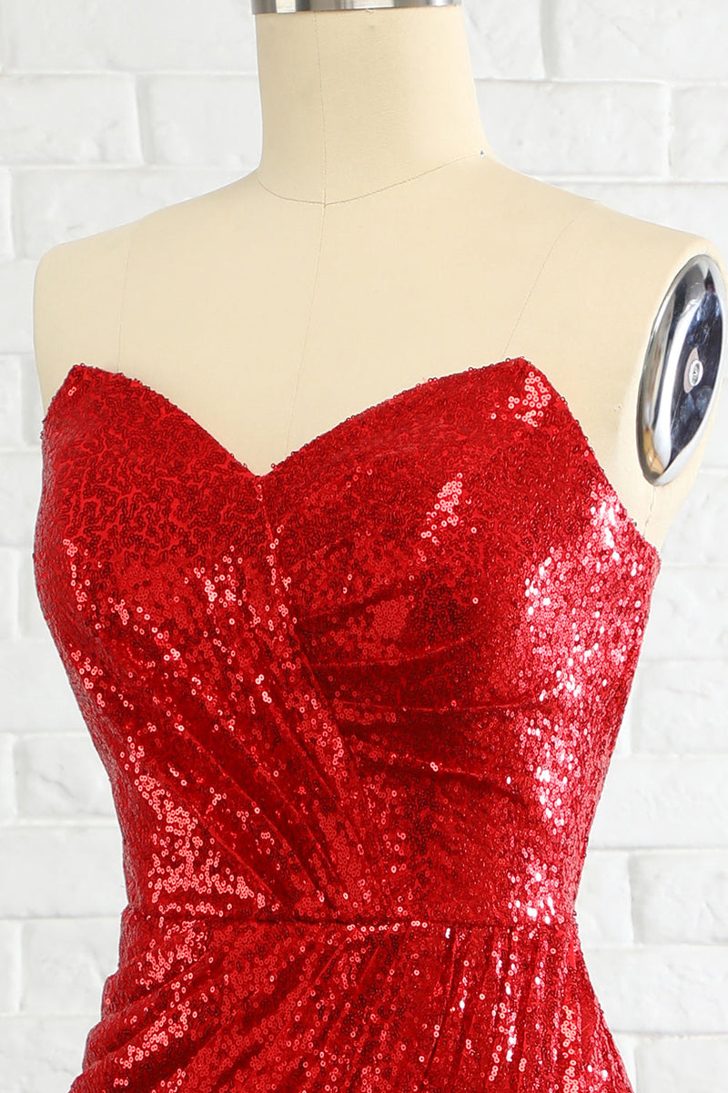 Carica l&#39;immagine nel visualizzatore di Gallery, Tubino Sweetheart Red Sequins Prom Dress con Paillettes