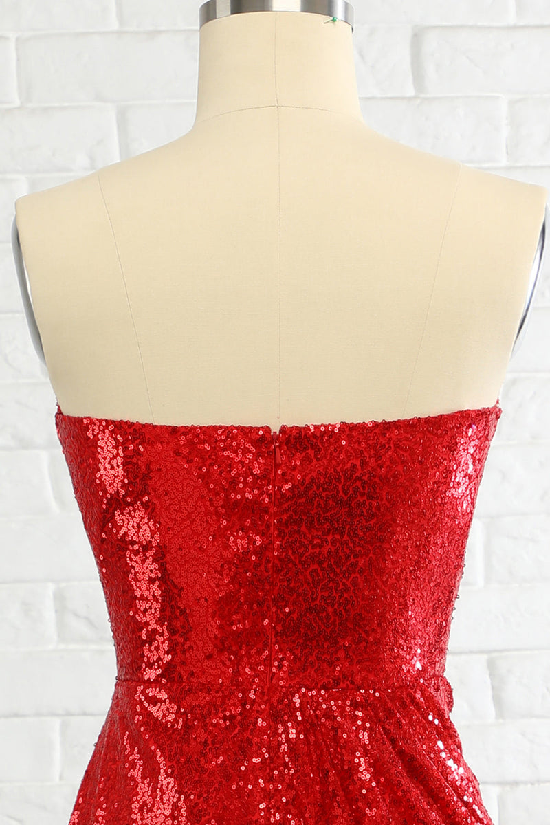 Carica l&#39;immagine nel visualizzatore di Gallery, Tubino Sweetheart Red Sequins Prom Dress con Paillettes