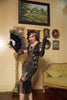 Carica l&#39;immagine nel visualizzatore di Gallery, Abito nero dorato 1920 retro paillettes