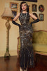Carica l&#39;immagine nel visualizzatore di Gallery, Sexy Backless Nero Oro 1920 Abito