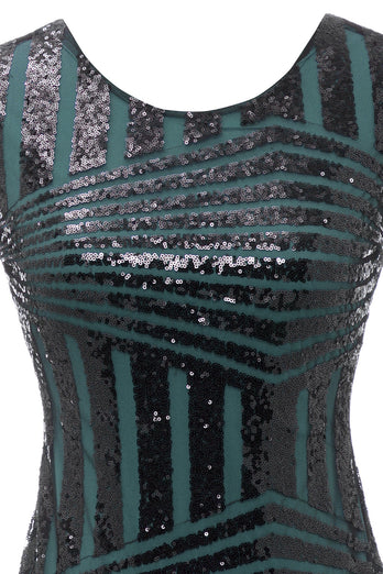 Green Round Neck 1920s Flapper Abito