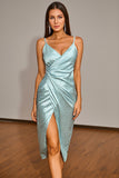 Spaghetti Straps Wrap Cocktail Dress