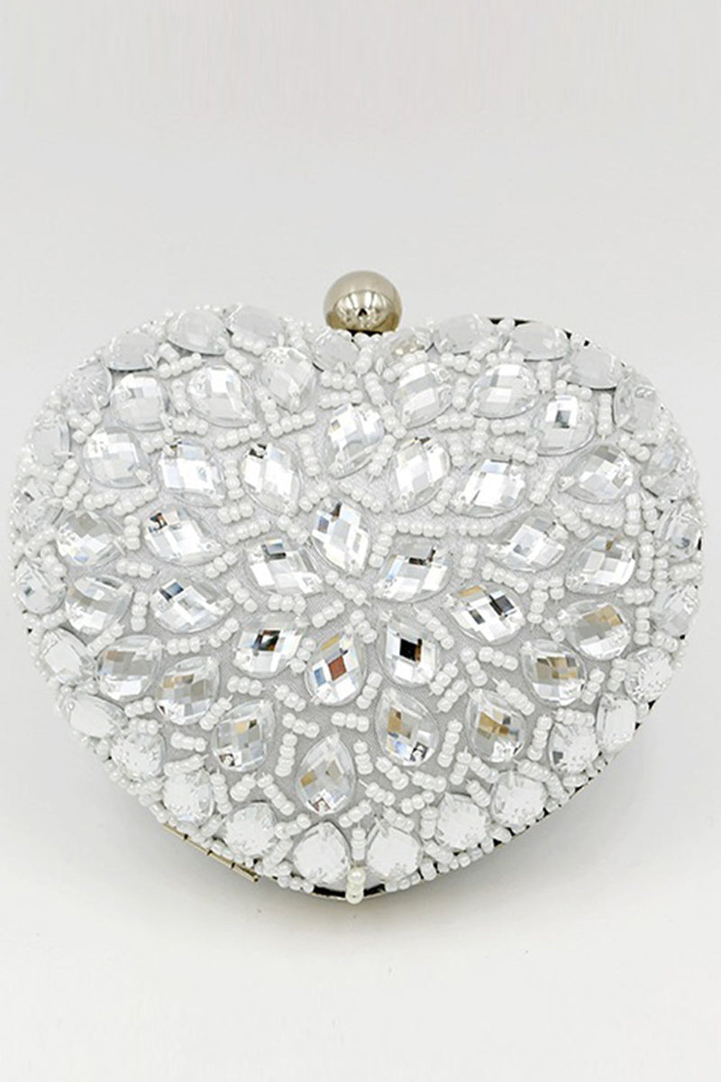 Carica l&#39;immagine nel visualizzatore di Gallery, Frizione per feste a forma di cuore con perline d&#39;argento