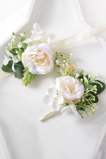 Bianco Rosa Artificiale Wedding Wrist Corsage