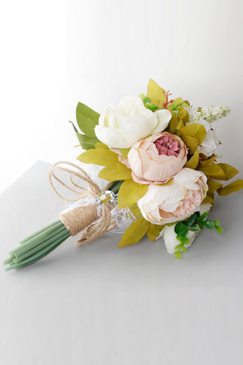 Bouquet colorati Boho Bridesmaid con stringa di pizzo