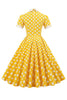 Carica l&#39;immagine nel visualizzatore di Gallery, Abito anni &#39;50 Giallo a pois Primavera