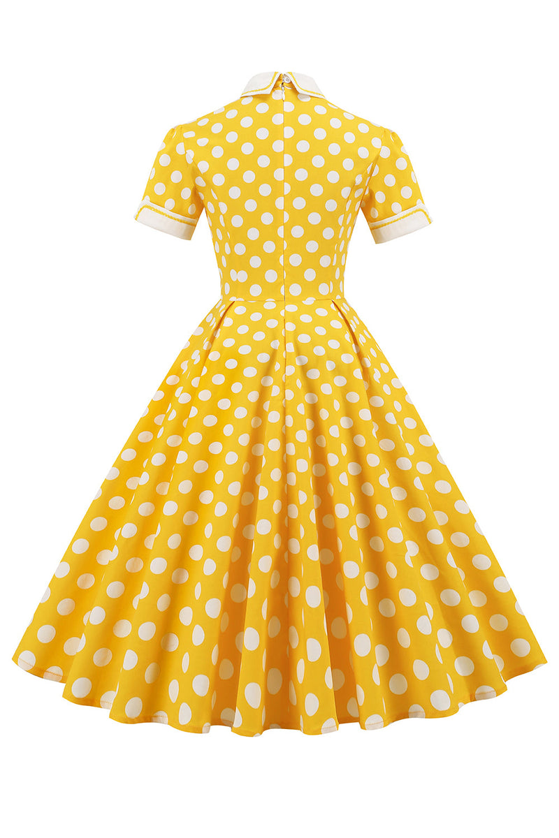 Carica l&#39;immagine nel visualizzatore di Gallery, Abito anni &#39;50 Giallo a pois Primavera