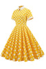Carica l&#39;immagine nel visualizzatore di Gallery, Abito anni &#39;50 Giallo a pois Primavera