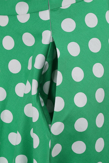 Abito anni '50 Verde Halter Polka Dots