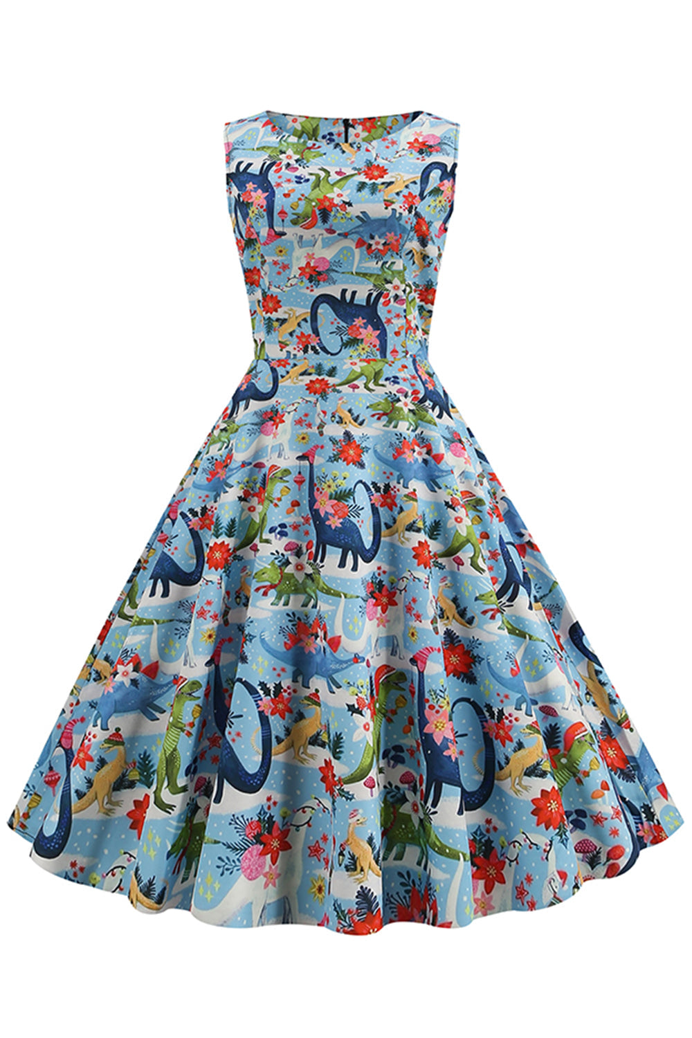Abito Azzurro Floreale Vintage anni 50