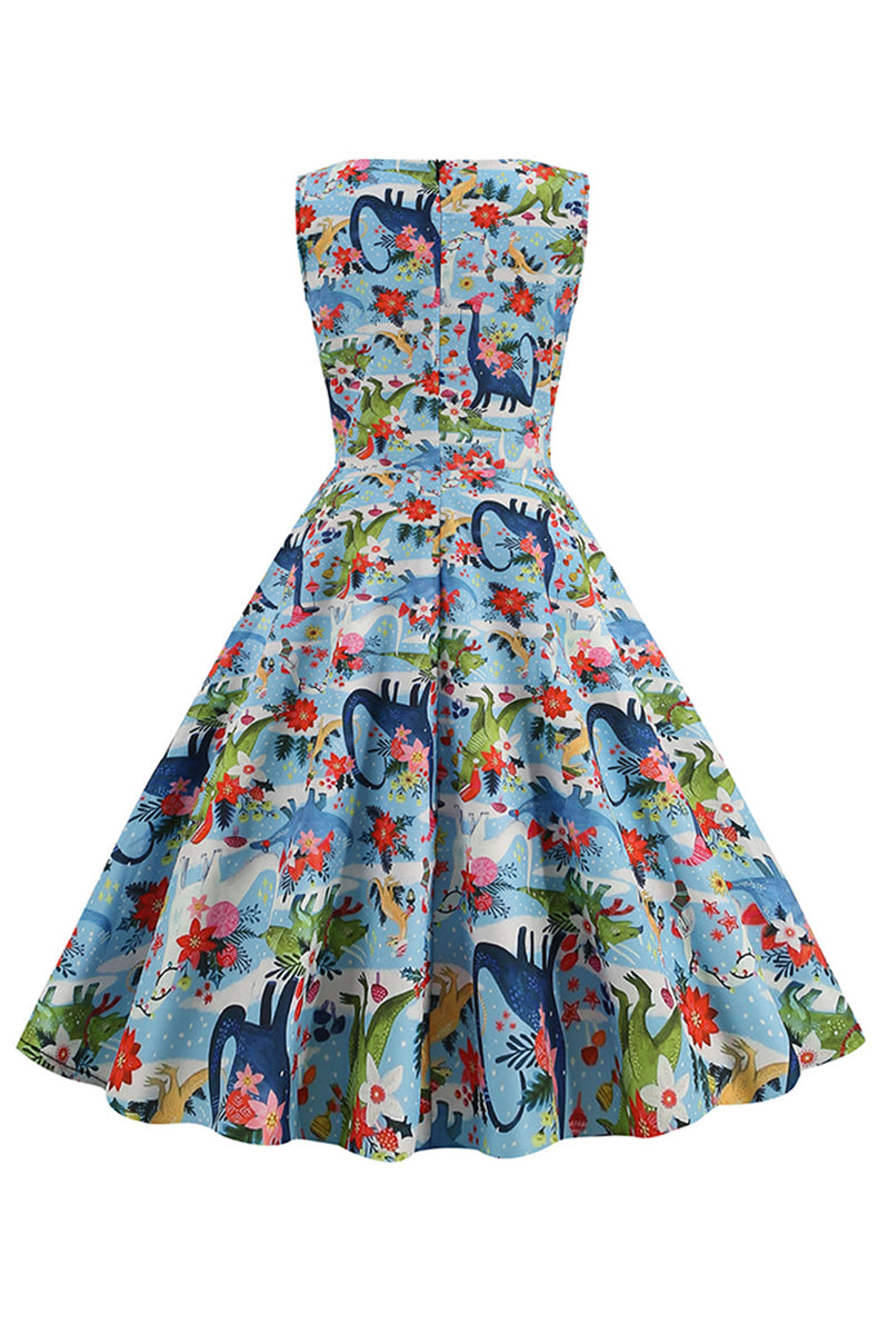 Carica l&#39;immagine nel visualizzatore di Gallery, Abito Azzurro Floreale Vintage anni 50