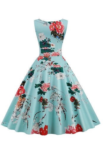 Abito Vintage Azzurro Con Scollo a V anni 50