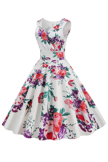 Abito Vintage Azzurro Con Scollo a V anni 50