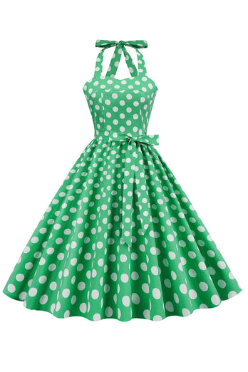 Abito Pin Up a pois verdi anni '50