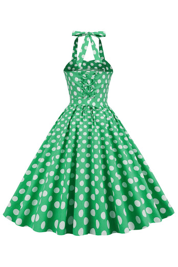 Abito Pin Up a pois verdi anni '50