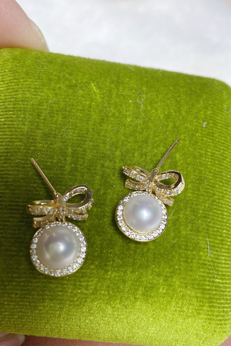 Carica l&#39;immagine nel visualizzatore di Gallery, Orecchini con fiocco di perle fresche naturali