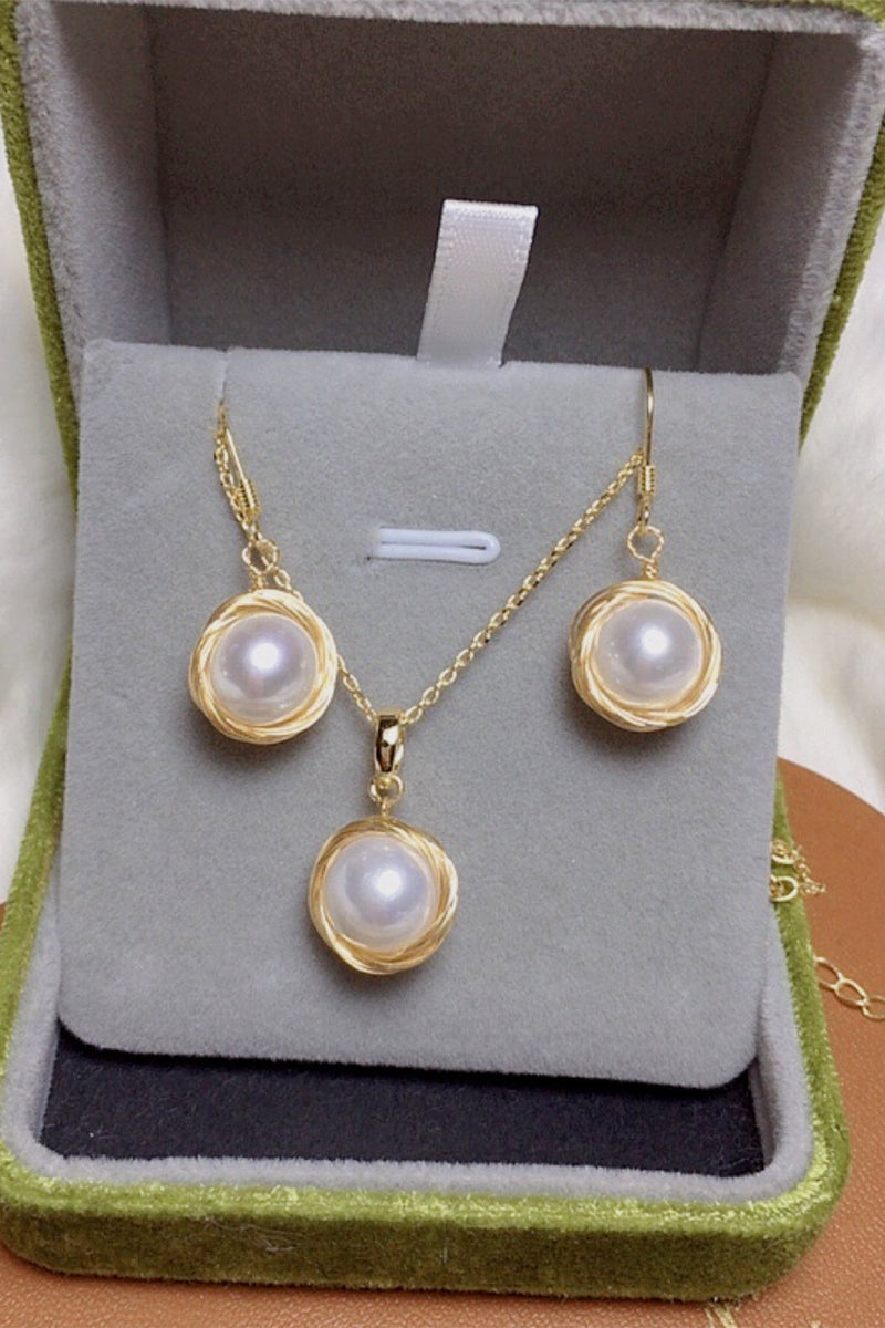 Carica l&#39;immagine nel visualizzatore di Gallery, Orecchini di perle bianche e set di collane