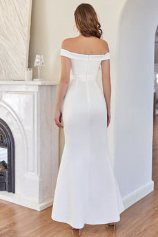 Bianco Off the Shoulder Mermaid Prom Dress