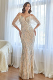 Glitter Mermaid Bianco Paillettes Prom Abito