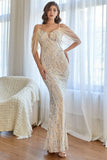Glitter Mermaid Albicocca Paillettes Prom Dress