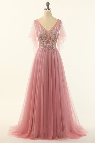 Blush Beading Tulle A-line Abito Prom