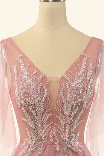 Blush Beading Tulle A-line Abito Prom