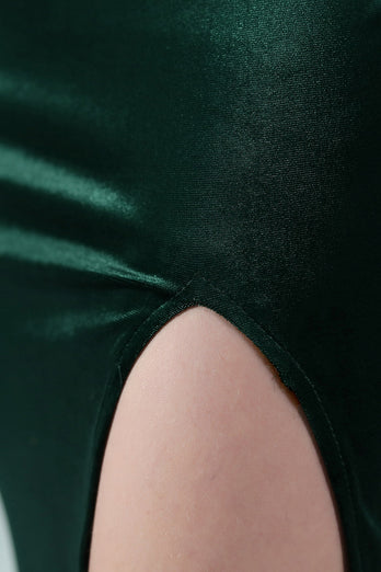 Abito da ballo con collo a sirena Bateau verde scuro