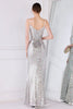 Carica l&#39;immagine nel visualizzatore di Gallery, Spaghetti di Paillettes Rosa Argento Spaghetti Cinturini Sirena Prom Dress