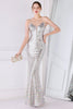 Carica l&#39;immagine nel visualizzatore di Gallery, Spaghetti di Paillettes Rosa Argento Spaghetti Cinturini Sirena Prom Dress
