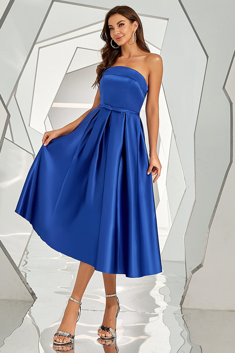 Carica l&#39;immagine nel visualizzatore di Gallery, Royal Blue Senza Spalline Homecoming Dress