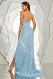 Una spalla paillettes Sirena Long Prom Dress