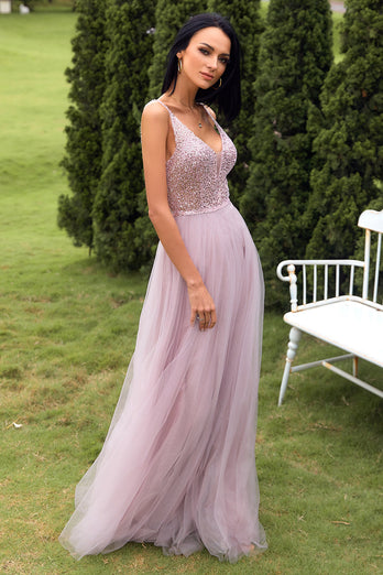 Blush Tulle & Sequins Prom Abito