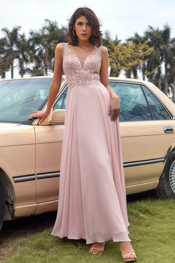 Blush Appliques Chiffon Prom Abito