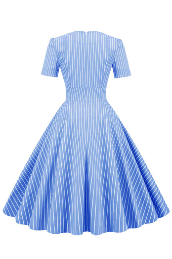 Stripes Maniche Corte 50s Swing Dress