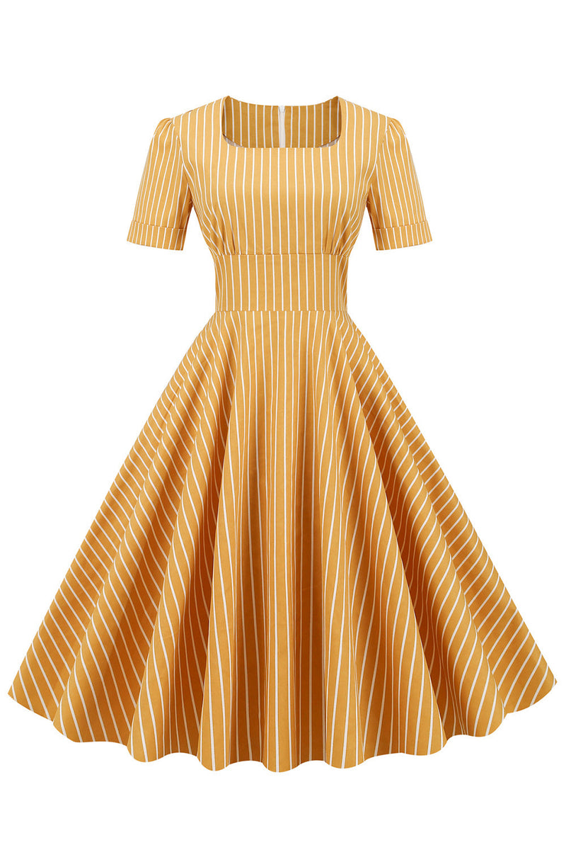 Carica l&#39;immagine nel visualizzatore di Gallery, Stripes Maniche Corte 50s Swing Dress