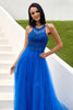 Carica l&#39;immagine nel visualizzatore di Gallery, Royal Blue Tulle Prom Abito con Applicazioni