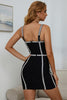 Carica l&#39;immagine nel visualizzatore di Gallery, Spaghetti neri Cinturini Perline Bodycon Cocktail Dress