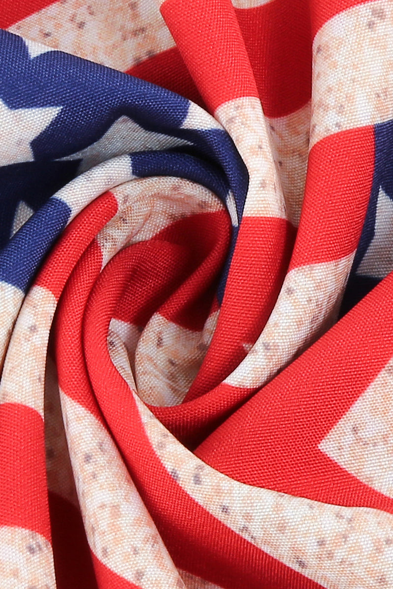 Carica l&#39;immagine nel visualizzatore di Gallery, Abito Vintage stampato con stampa bandiera americana